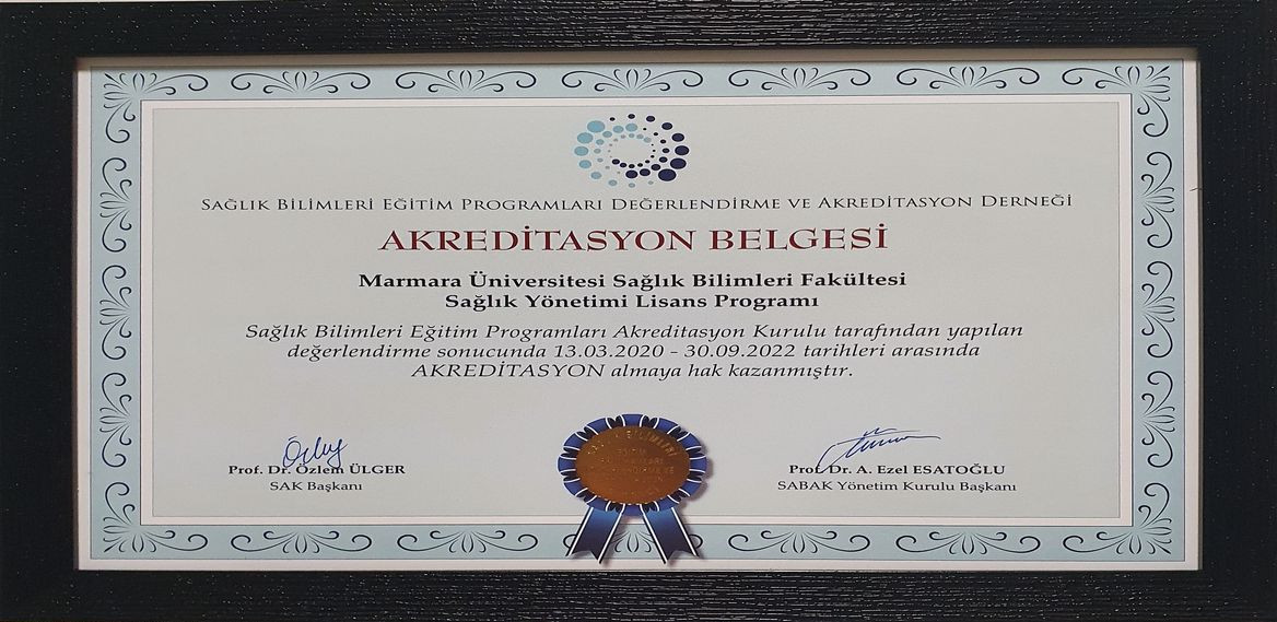 sağlık yönetimi akreditasyon belgesi